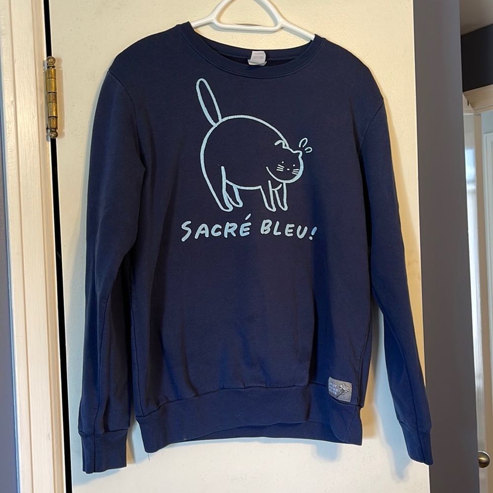 Sacre Bleu! Cat Stay Home Club sweatshirt in Blue/Navy